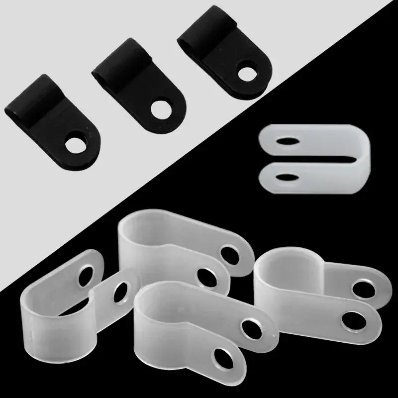 New 100pcs Cable Holder Clamps Fixation Plastic R Type White Line Fastener Clip Small Nylon Management Wire Fixing Organizer