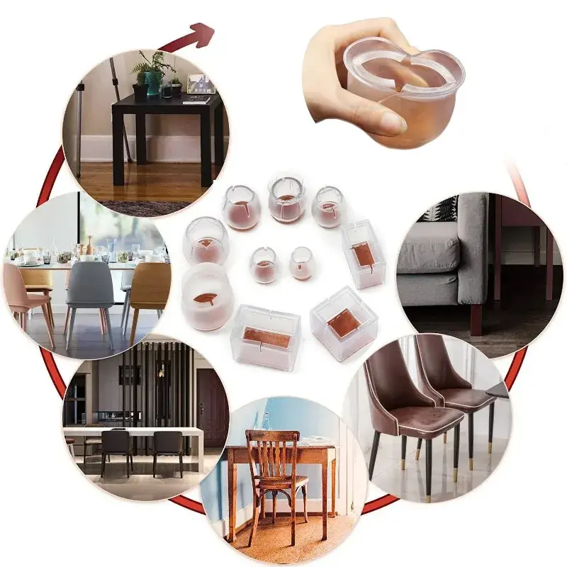 16Pcs Silicone Chair Leg Floor Protectors with Non-slip Felt  Furniture Cups for Hardwood Floors Protect Floors from Scratches
