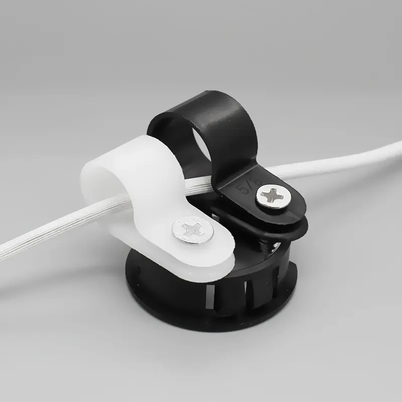 New 100pcs Cable Holder Clamps Fixation Plastic R Type White Line Fastener Clip Small Nylon Management Wire Fixing Organizer