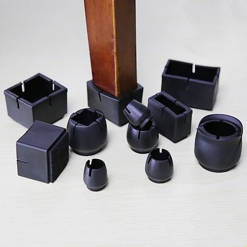 16Pcs Black Silicone Chair Leg Covers with Felt Pad Furniture Leg Protectors for Hardwood Floors Prevent Scratches &Reduce Noise