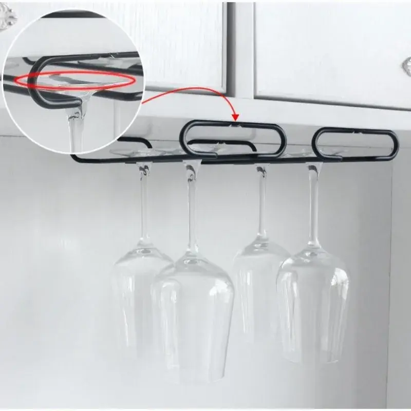 Iron Wall Mount Wine Glass Rack Hanging Wine Cup Holder Bar Goblet Stemware Storage Racks Shelf Hanger Iron Kitchen Organizer