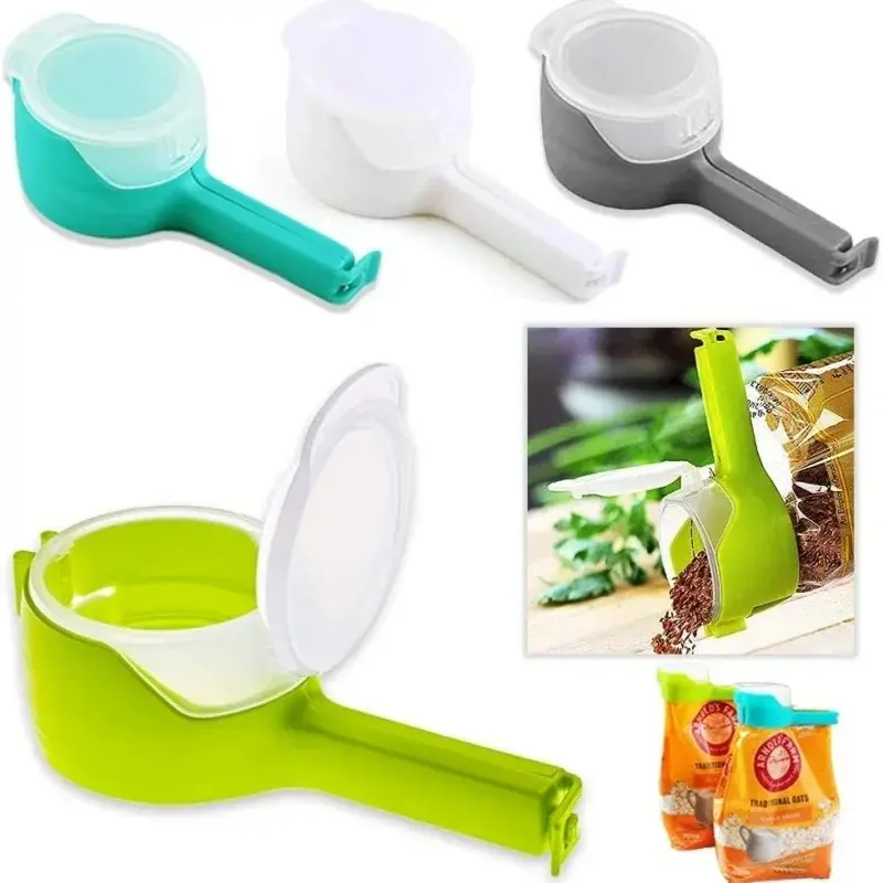 1/4PCS Food Storage Bag Sealing Clips Sealer Clip With Pour Spouts Plastic Cap Snack Candy Storage Fresh Clamp Kitchen Organizer