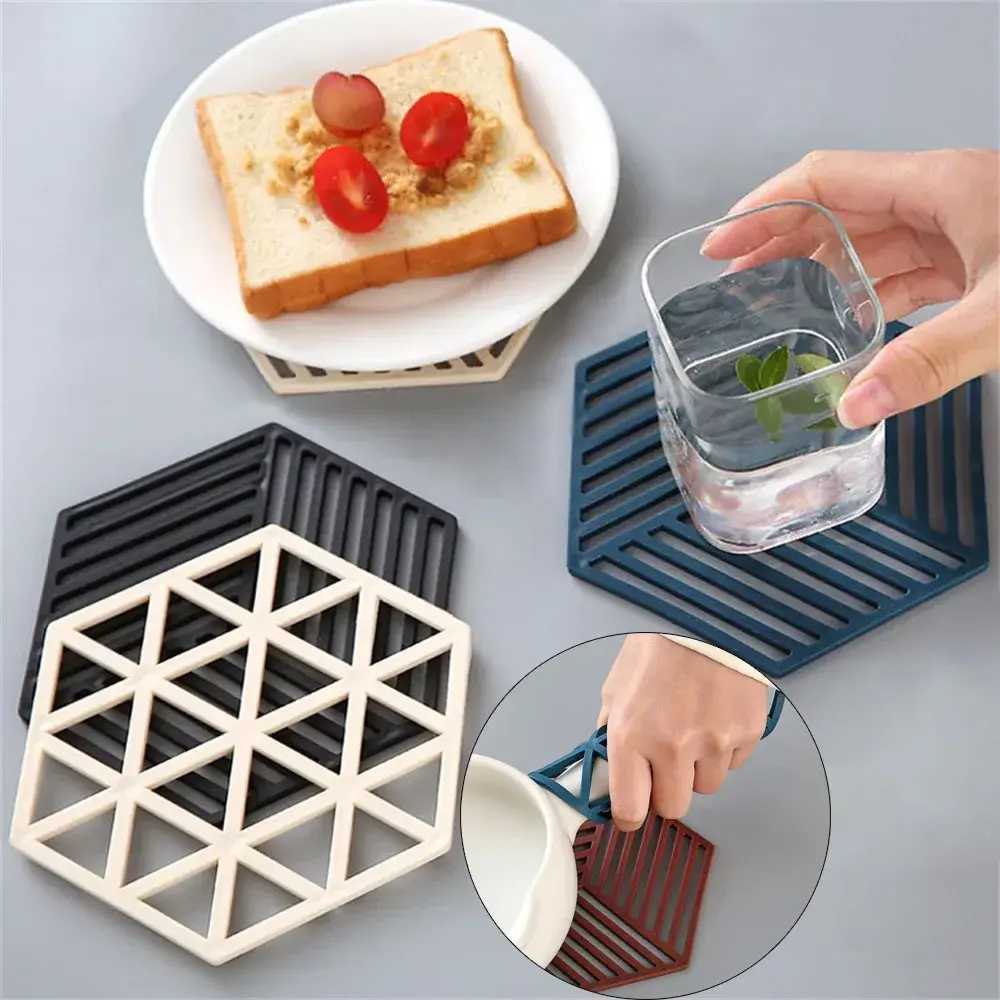 Silicone insulation mat household thickened pot mat bowl heat-resistant mat storage geometric dining table heat-resistant mat