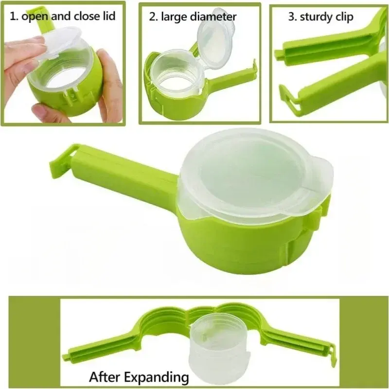 1/4PCS Food Storage Bag Sealing Clips Sealer Clip With Pour Spouts Plastic Cap Snack Candy Storage Fresh Clamp Kitchen Organizer