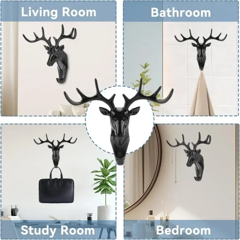 New Styles Wall Hanging Hook Vintage Deer Head Animal For Hanging Clothes Hat Scarf Key Deer Horns Hanger Rack Wall Decoration ﻿