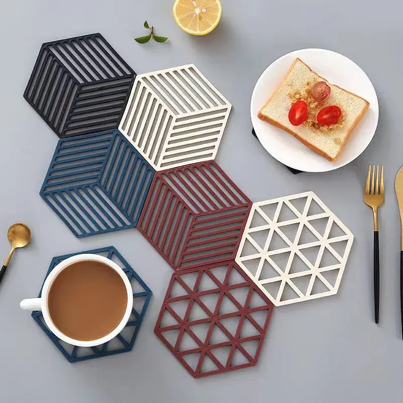 Silicone insulation mat household thickened pot mat bowl heat-resistant mat storage geometric dining table heat-resistant mat
