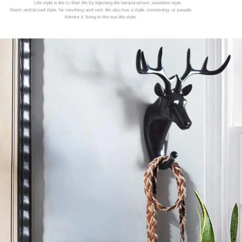 New Styles Wall Hanging Hook Vintage Deer Head Animal For Hanging Clothes Hat Scarf Key Deer Horns Hanger Rack Wall Decoration ﻿