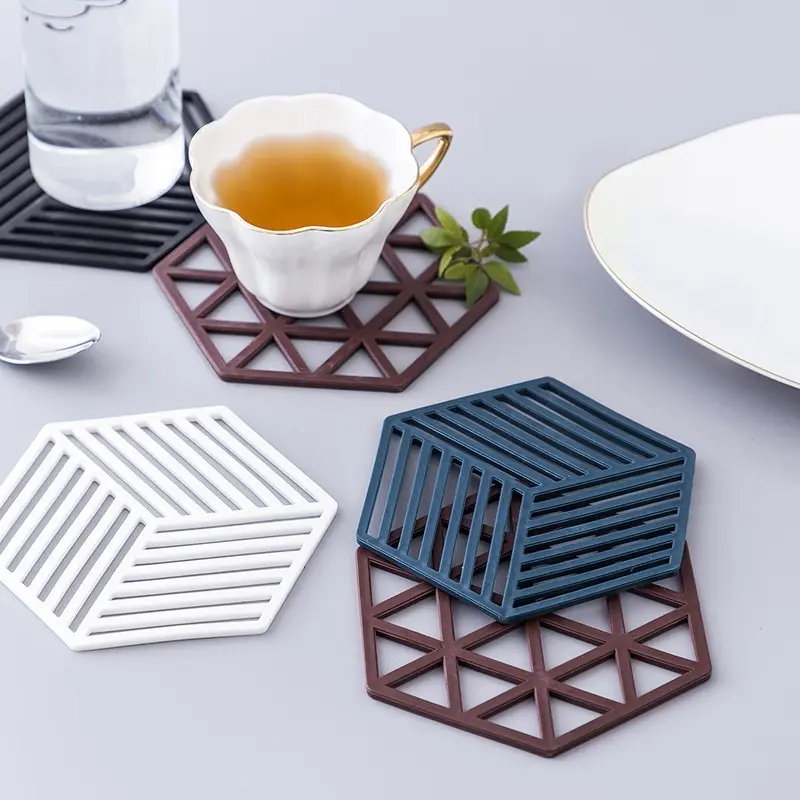 Silicone insulation mat household thickened pot mat bowl heat-resistant mat storage geometric dining table heat-resistant mat