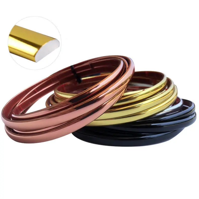 1roll Gold Decoration Line PVC Self-adhesive Background Wall Edge Banding Strip Waterproof Frame Waist Line Furniture Sticker 3D