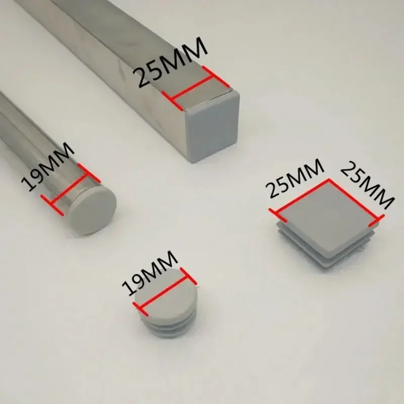16Pcs Grey Plastic Blanking End Caps Square Steel Tube Pipe Inserts Plug Anti Skid Furniture Leg Caps Floor Protection Anti-slip