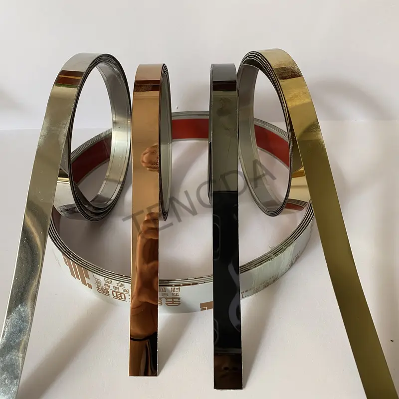 244cm/roll Stainless Steel Decorative Strip Edge Line mirror stickers for wall Background Ceiling Waist line Plane Tile sticker