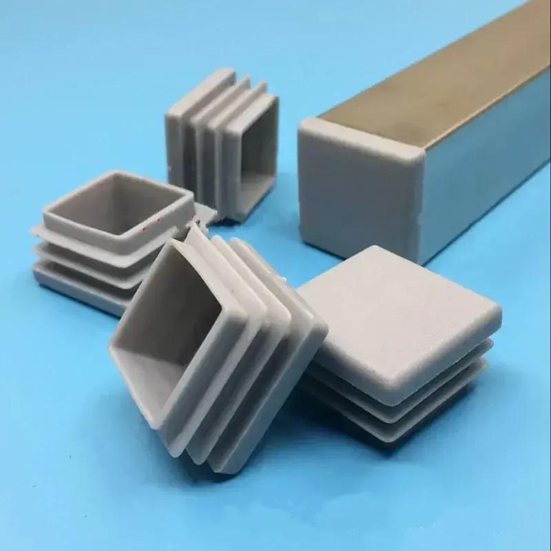 16Pcs Grey Plastic Blanking End Caps Square Steel Tube Pipe Inserts Plug Anti Skid Furniture Leg Caps Floor Protection Anti-slip