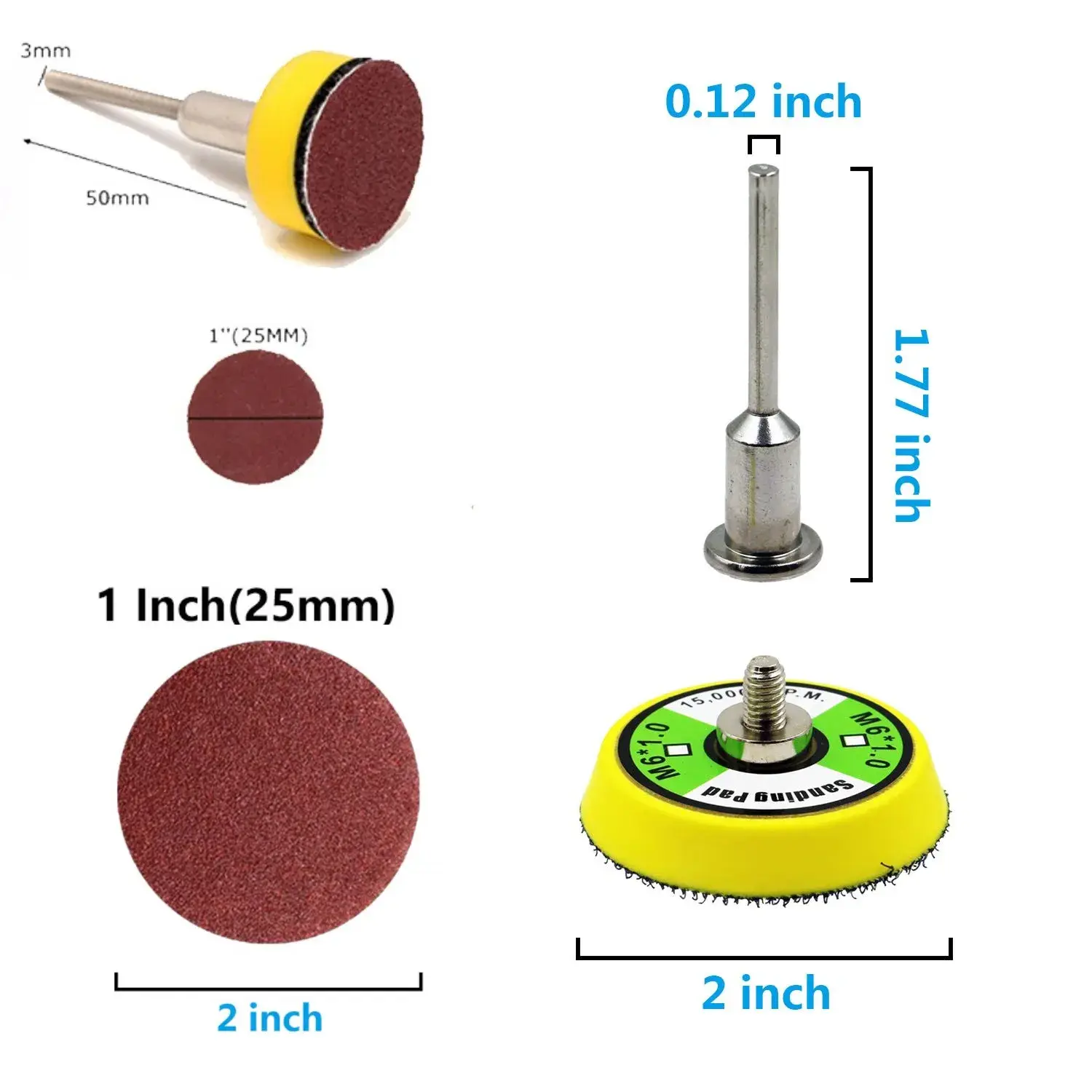 New 102 /52 pcs Special Sandpaper Disk For Round Polishing Red Brown Sandpapers Set1/2/3inchGrit Accessorie Abrasive Tools