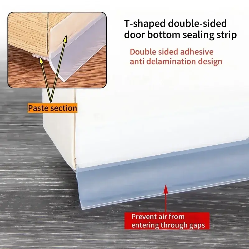 T-Shape Door Bottom Seal Strip Window Rubber Seal Weatherstrip Windproof Dust 3M Self Adhesive Door Windshield Sealing Tape