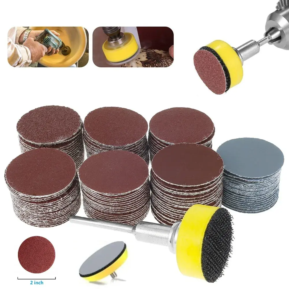 New 102 /52 pcs Special Sandpaper Disk For Round Polishing Red Brown Sandpapers Set1/2/3inchGrit Accessorie Abrasive Tools