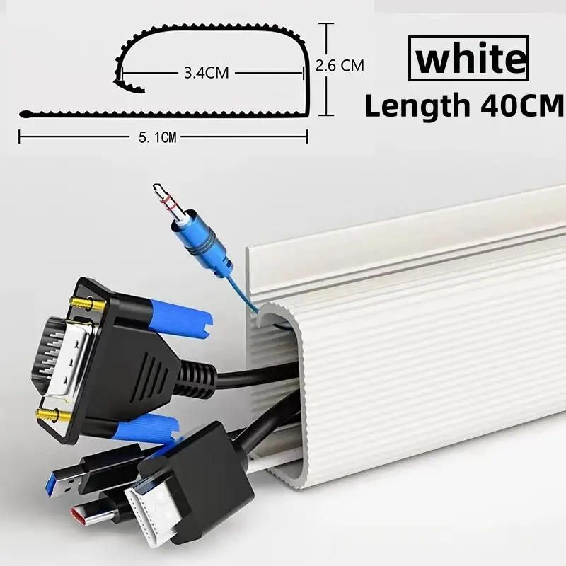 5/1pcs PVC Channel Under Desk Cable Management Tray Organizer Power Cord wire hider Strip Protecter No Drilling Cable Raceway