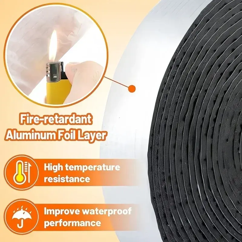 10M Foiled Fiberglass Pipe Insulation Wrap Tape Self-adhesive Water Pipe Wrap Insulation Sleeve For Outdoor Indoor Pipe Sleeve