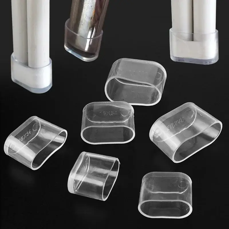 16pcs Silicone Chair Leg Socks Transparent Oval Table Floor Feet Cover Protector Pads Furniture Pipe Hole Plugs Home decoration