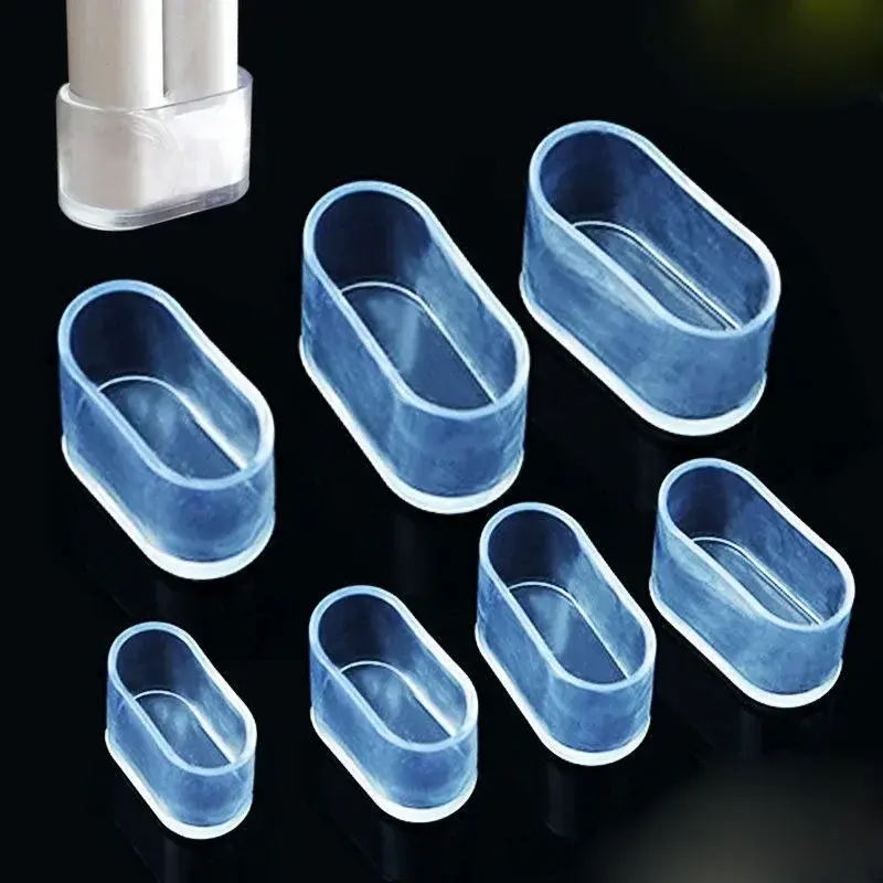 8pcs Non-Slip Oval Chair Leg Caps Feet Protector Pads Silicone Furniture Table Covers Sock Dust Cover Leveling Feet Round Bottom