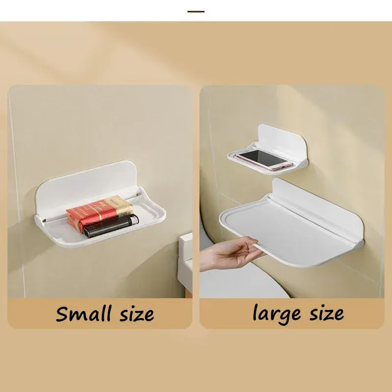 Folding Wall Mounted Shelf Saving Space Foldable Storage Rack Punch-Free Phone Holder Wifi Router Storage Tray Home Organizer