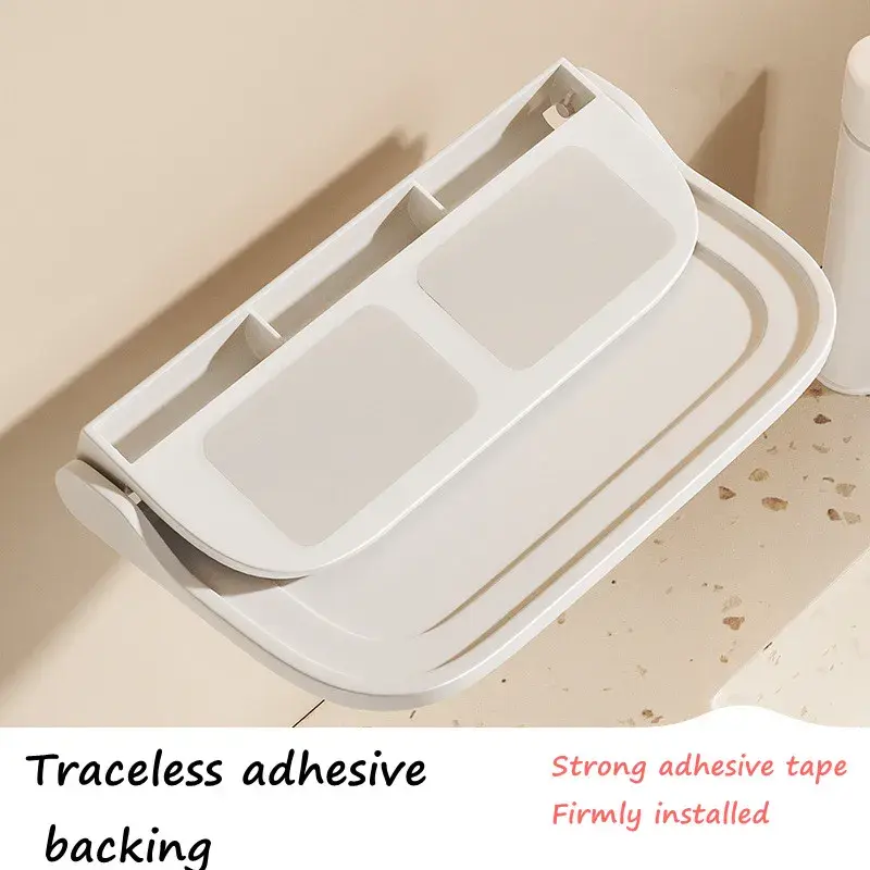 Folding Wall Mounted Shelf Saving Space Foldable Storage Rack Punch-Free Phone Holder Wifi Router Storage Tray Home Organizer