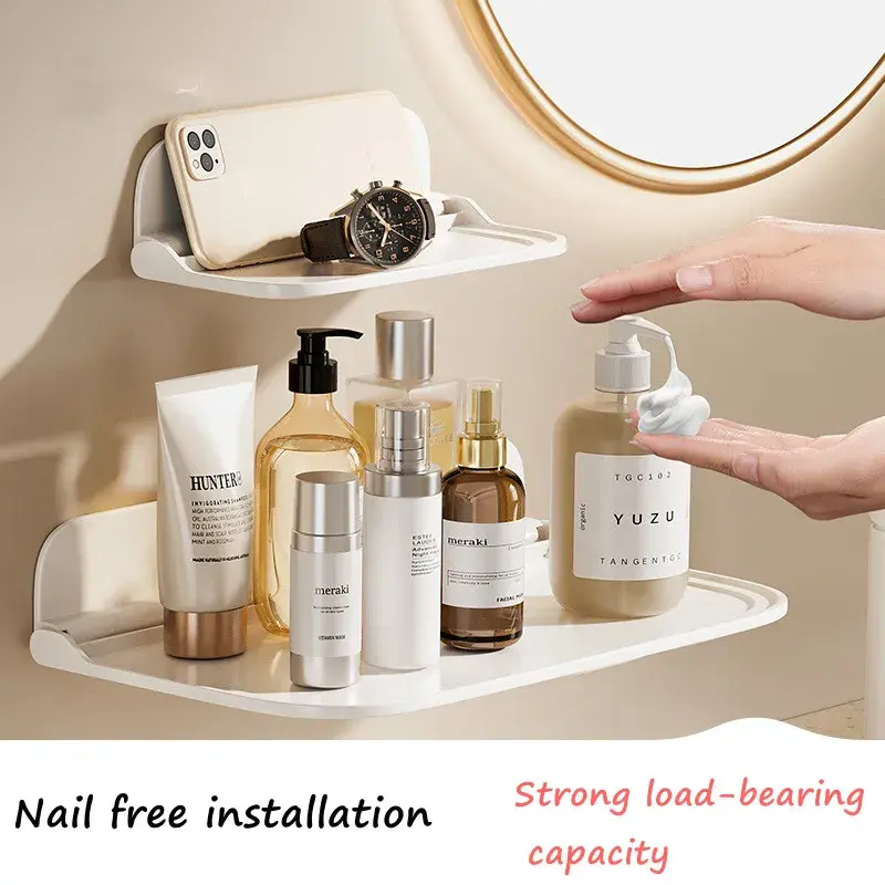 Folding Wall Mounted Shelf Saving Space Foldable Storage Rack Punch-Free Phone Holder Wifi Router Storage Tray Home Organizer
