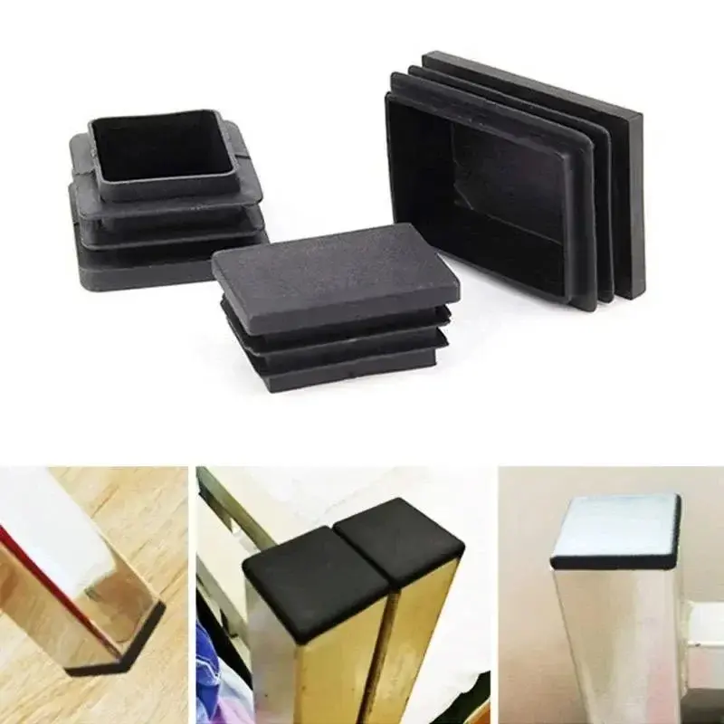 16pcs Black Square Plastic Pipe Plug Stopple Dust Plug Protective Cover Non-slip Mat Head End Cap Door Mat 10x10mm~60x60mm