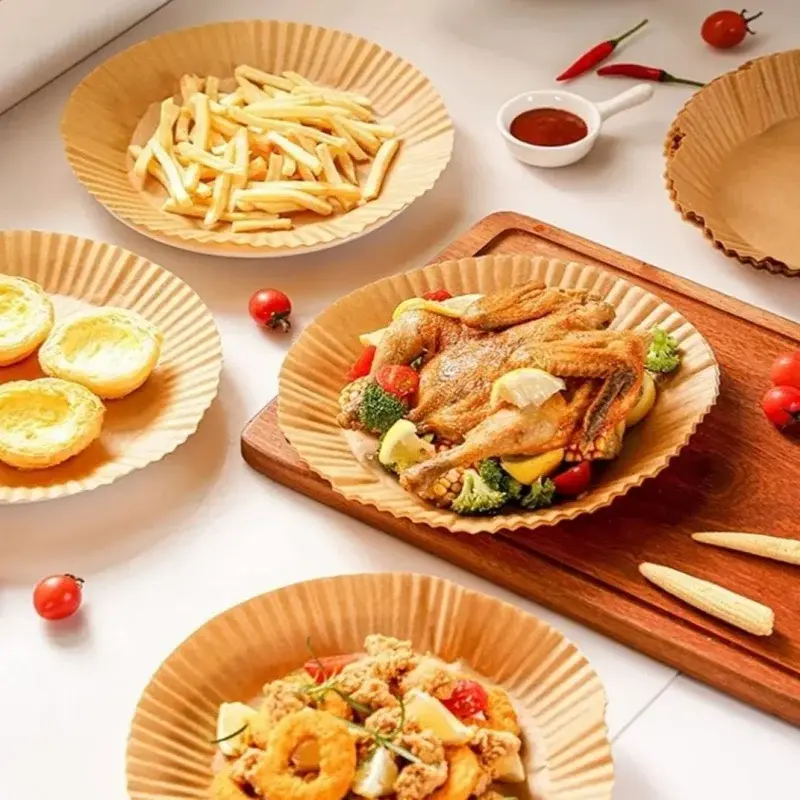 50PCS Large Air Fryer Disposable Paper Liner Square 23cm Non-stick Airfryer Parchment Baking Paper for Cooking Steaming Basket