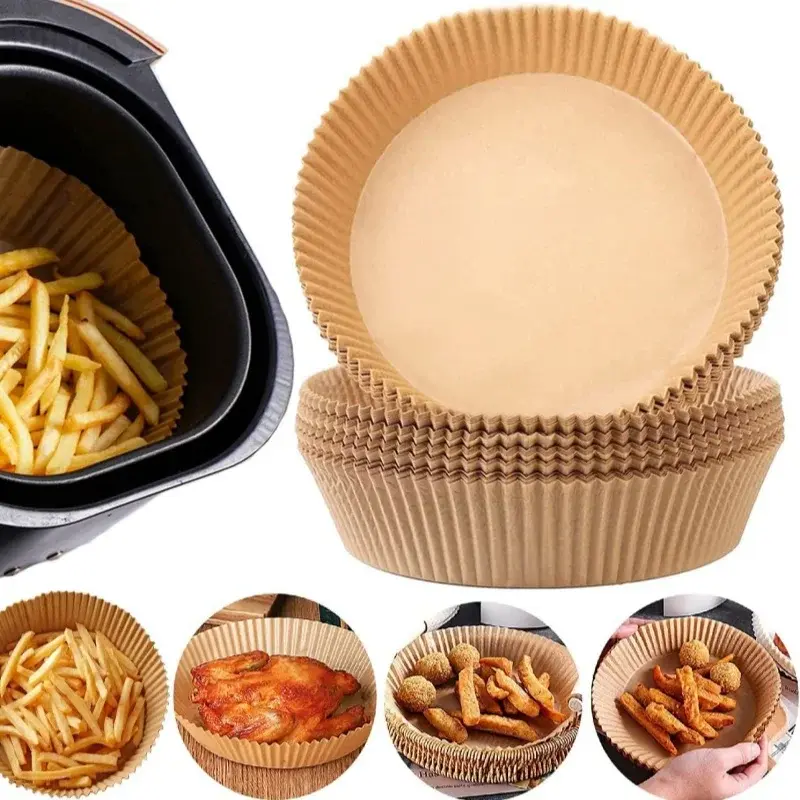 50PCS Large Air Fryer Disposable Paper Liner Square 23cm Non-stick Airfryer Parchment Baking Paper for Cooking Steaming Basket
