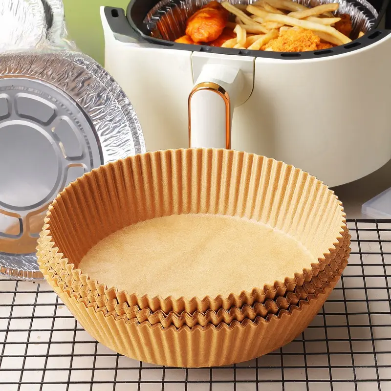 50PCS Large Air Fryer Disposable Paper Liner Square 23cm Non-stick Airfryer Parchment Baking Paper for Cooking Steaming Basket