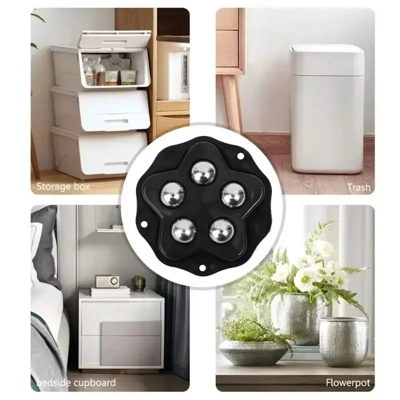 4PCS Self Adhesive Caster Wheels Super Load-bearing 5 Beads Universal 360° Rotating Wheels For Home Appliances Storage Boxes