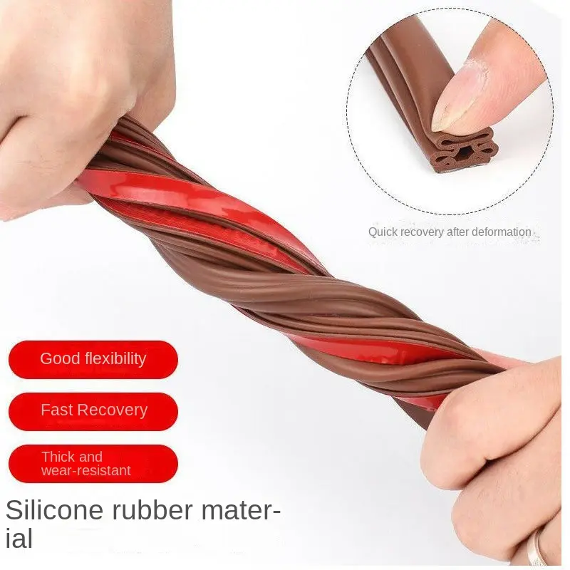 6M Door Window Sealing Strips Self-adhesive Silicone Rubber Sealing Strip Dustproof Soundproof Anti-collisio Insulation Strip