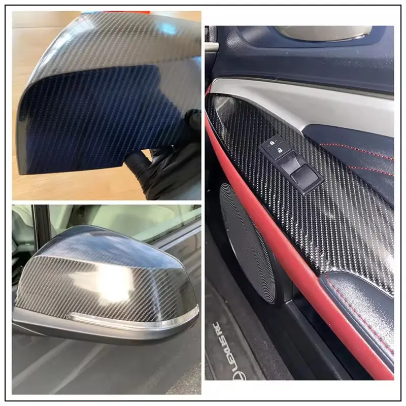 Nano Carbon Fiber Car Adhesive Tapes DIY Paste Strip Auto Door Sill Side Mirror Anti Scratch Stickers Waterproof Protection Film