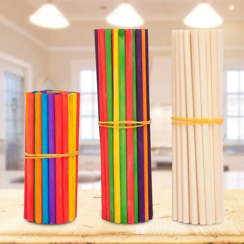 25/50pcs Round Wooden Craft Sticks for Crafts Making Cake Dowel DIY Durable Dowel Building Model Craft Sticks Party Decor Rod