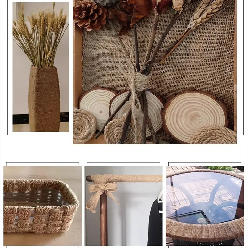 10M  Natural Jute Ribbon Bow Crafts DIY Vintage Jute Burlap Fabric Gift Wrap Sewing Party Wedding Christmas Decortion