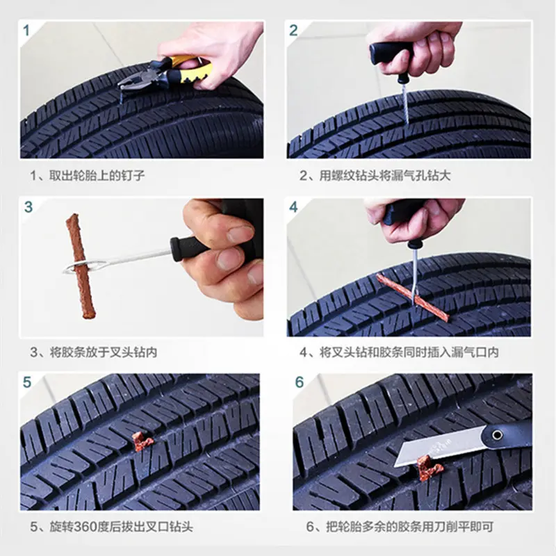 Tubeless Tire Repair Strips Car Motorcycle Bike Tyre Puncture Repairing Plug Seal Tools Rubber Strip Tires Repair Tool