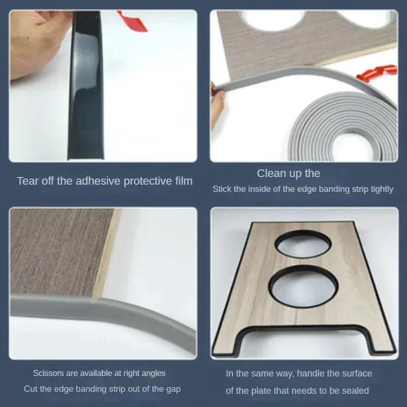 5M U-Shaped Edge Banding Tape Wood Closet Decoration Tape Self-Adhesive Furniture Table Chair Edge Protector Anti-collision Tape