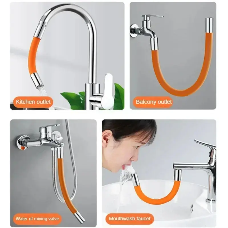 360° Water Faucet Extender Bathroom Adjust Free Bending Splashproof Universal Extension Tube Adapter for Kitchen Sink Nozzle