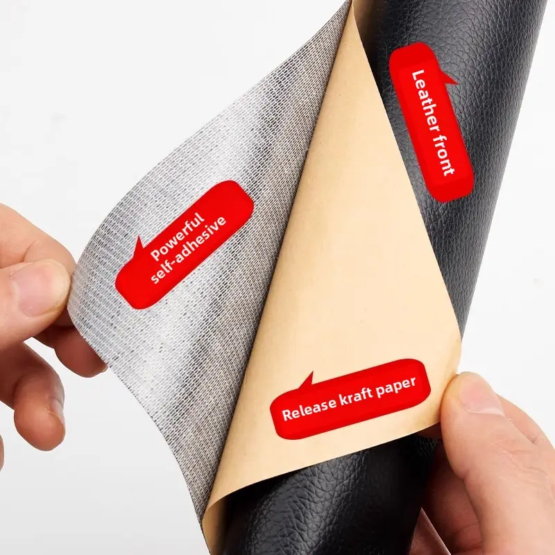 Self Adhesive Leather Patch Artificial Synthetic Leather Black Waterproof Sticker Sofa Car Seats Couch Scratch Repair Tape