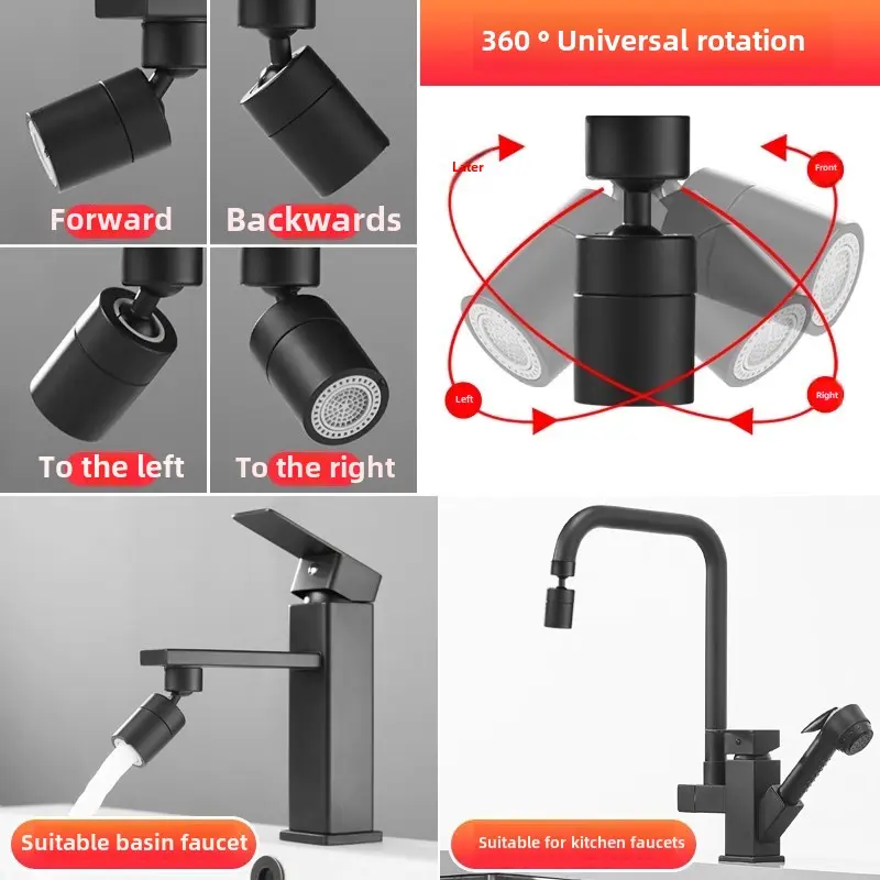 Universal 360° Rotate Kitchen Faucet Extender 2 Mode Adjustable Aerator Splash Filter Kitchen Washbasin Faucet Bubbler Nozzle
