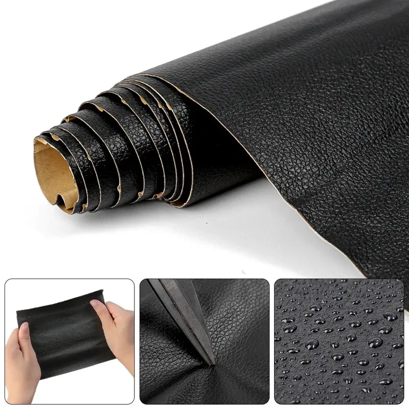Self Adhesive Leather Patch Artificial Synthetic Leather Black Waterproof Sticker Sofa Car Seats Couch Scratch Repair Tape
