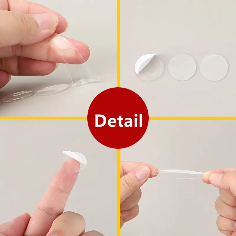 70Pcs 10/15/20mm Transparent Sticky Dots Self Adhesive Hook Loop Fastener Tape Glue No Trace Nano Waterproof Adhesive Sticker