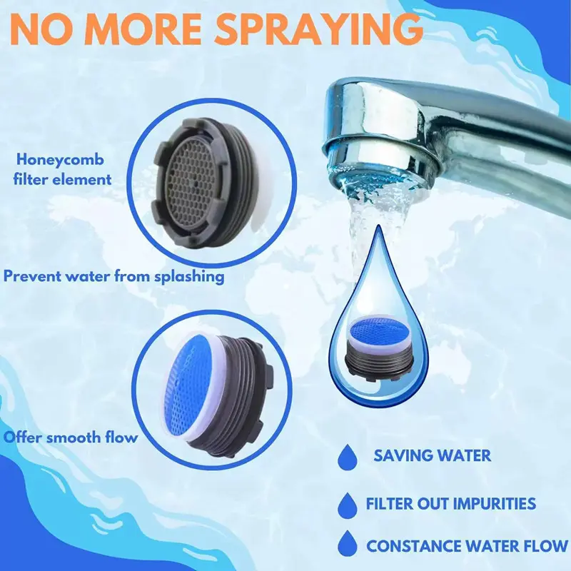 Faucet Aerators Water Saving Faucet Tap Nozzle M16.5-24mm Thread Replaceable faucet thread adapter Bathroom Parts Tool