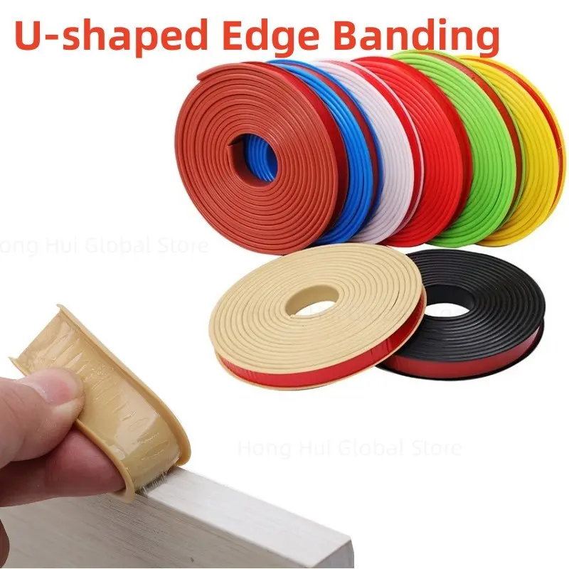5M New U-shaped Edge Banding Cabinet Desktop Edge Banding Decorative Strip TPE Wood Furniture Protector Cover Home Decoration