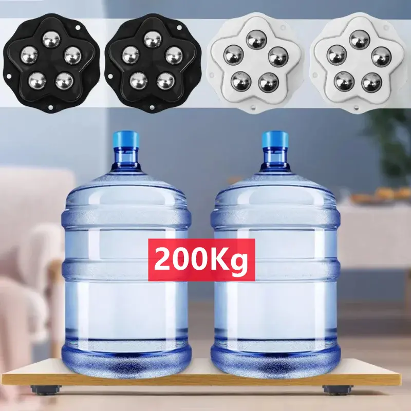 New 4Pcs Self Adhesive Type Mute Ball Universal Wheel 200Kg 5 Beads Furniture Casters Wheels Stainless Steel Wheel 360° Rotation