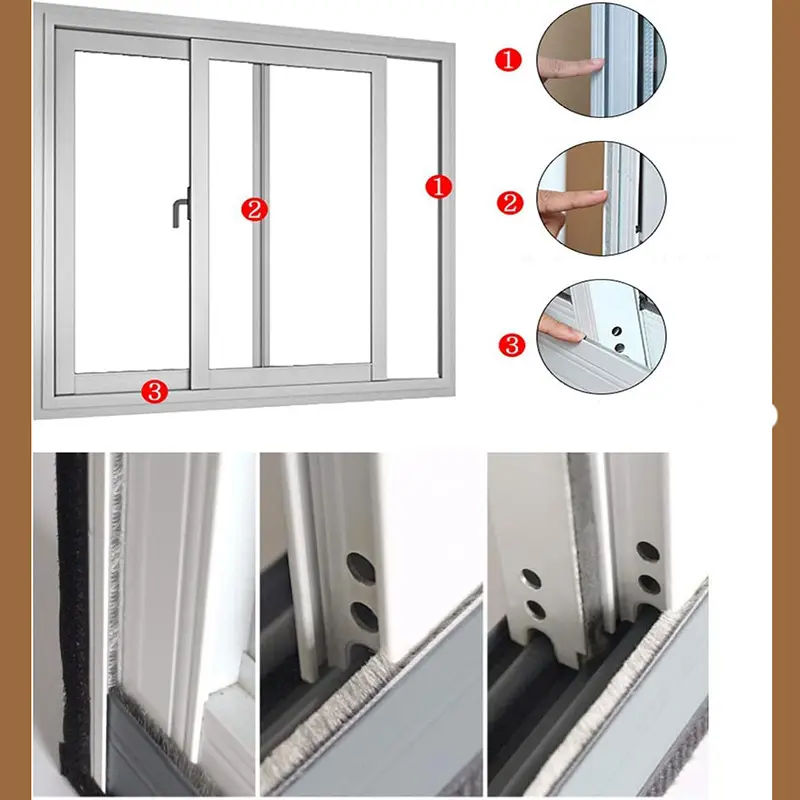 10M Brush Strip Self Adhesive Door Window Sealing Strip Home Door Window Sound Insulation Seal Film Door Swal Weather Strip