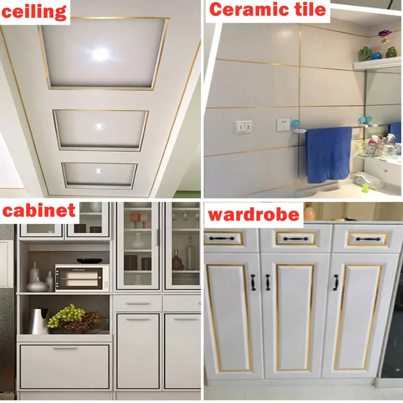 20m Ceramic Tile Mildewproof Gap Tape Decor Gold Silver Black Self Adhesive Wall Tile Floor Tape Sticker Home Decorations