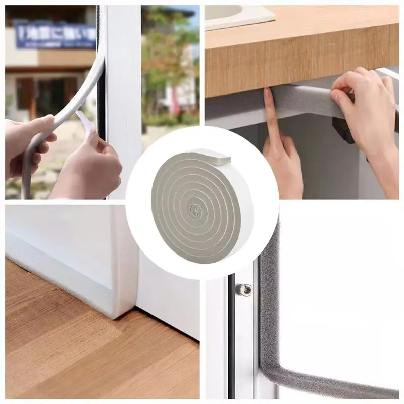 4M Door Window Sealing Strips Foam Self-adhesive Door Window Gap Noise Insulation Dust-proof Wearable Sliding Sealing Strip