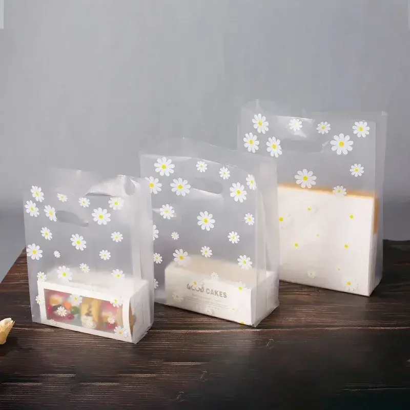 50Pcs Daisy Flower Plastic Gift Bags Christmas Wedding Party Favor Bag Cake Wrapping Pouches Thicken Carry Bag Shopping Bag