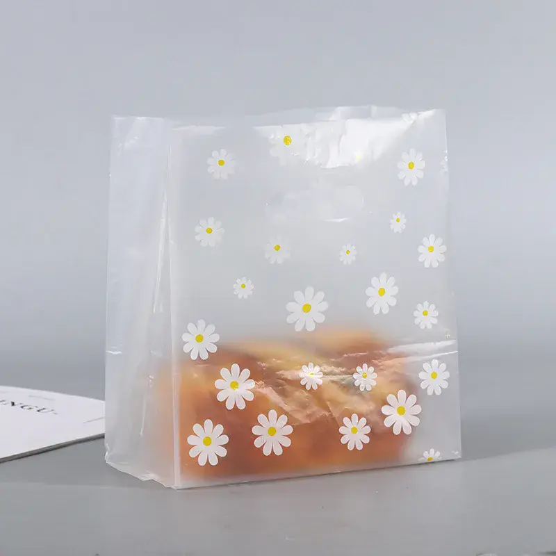 50Pcs Daisy Flower Plastic Gift Bags Christmas Wedding Party Favor Bag Cake Wrapping Pouches Thicken Carry Bag Shopping Bag